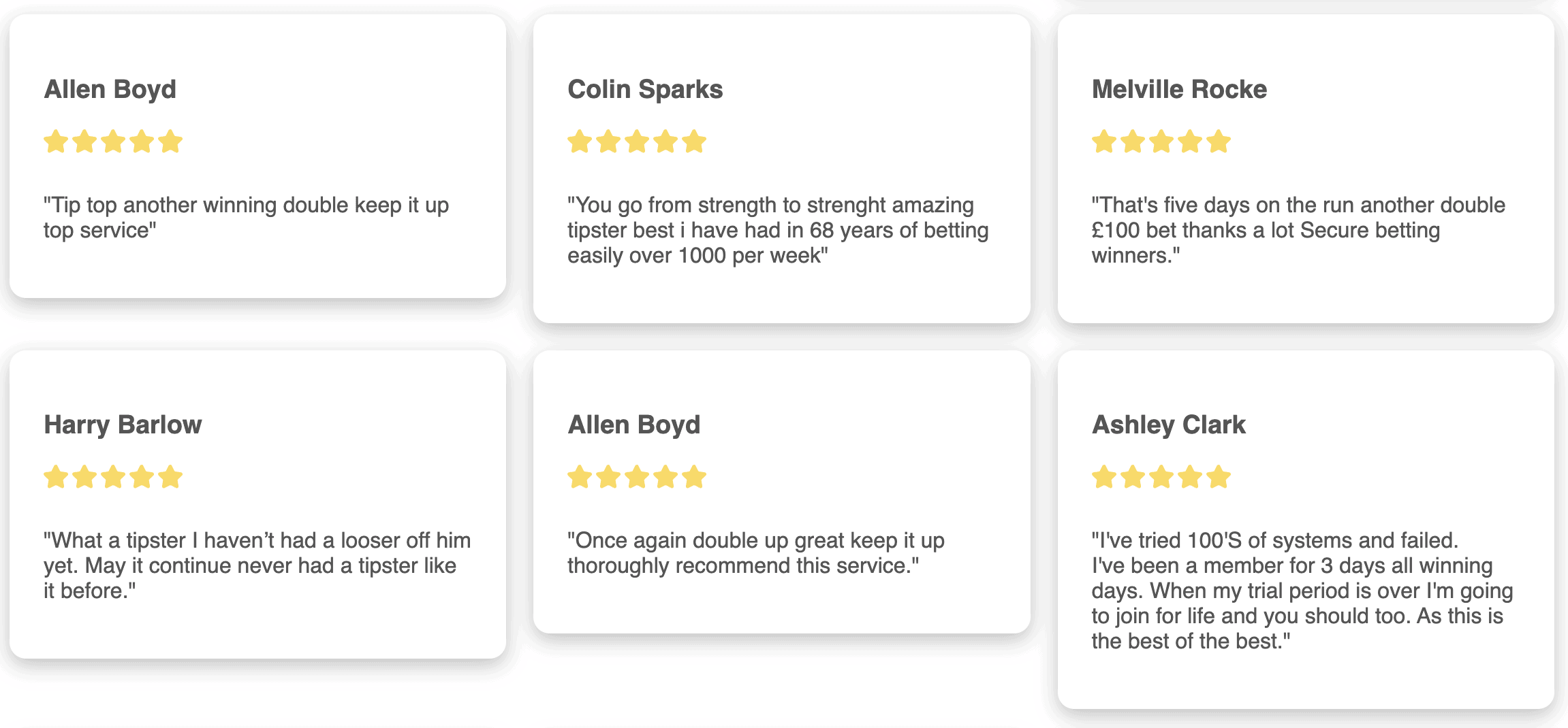 Secure Betting Winners testimonial section 2