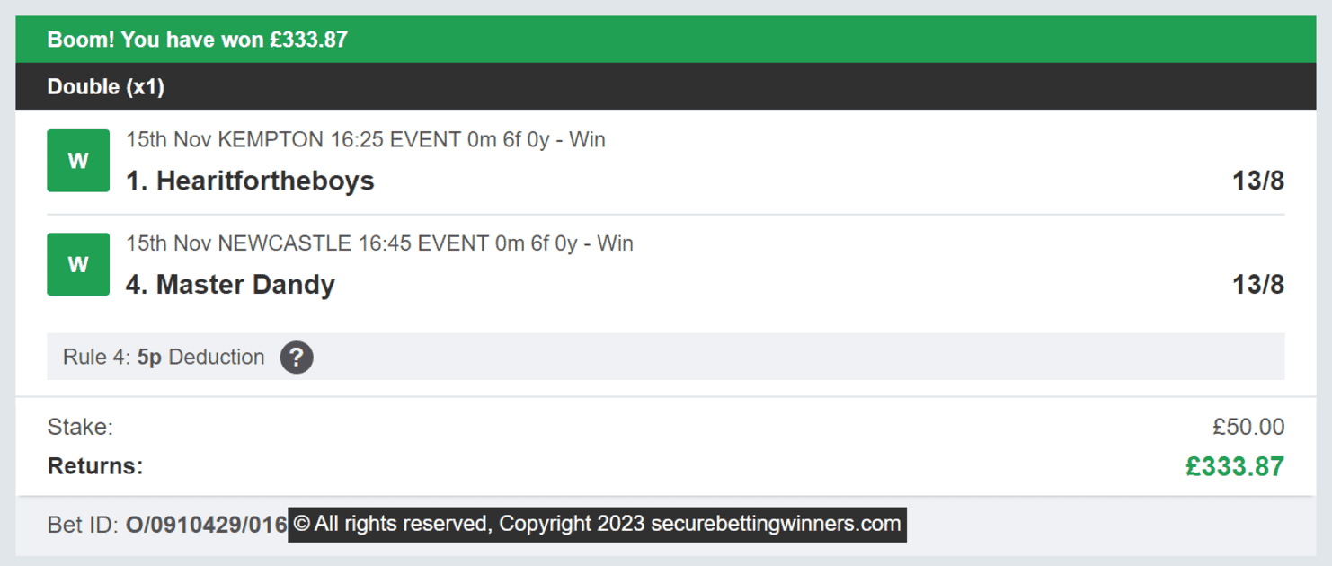 Secure Betting Winners - Winner - 2023-11-15