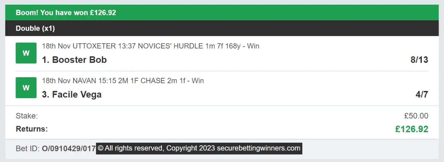Secure Betting Winners - Winner - 2023-11-18