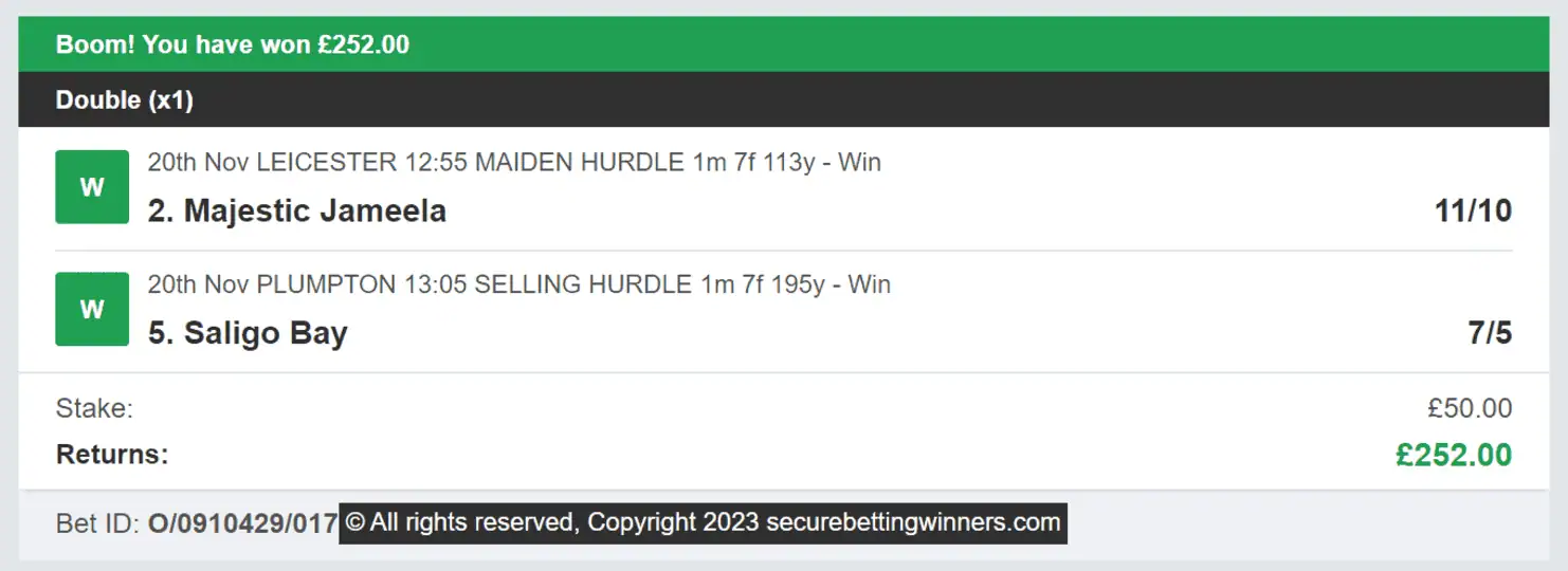 Secure Betting Winners - Winner - 2023-11-20