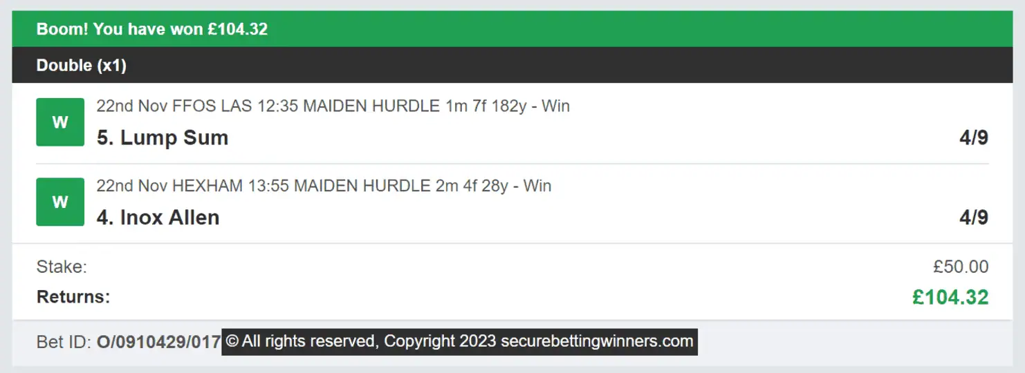 Secure Betting Winners - Winner - 2023-11-22